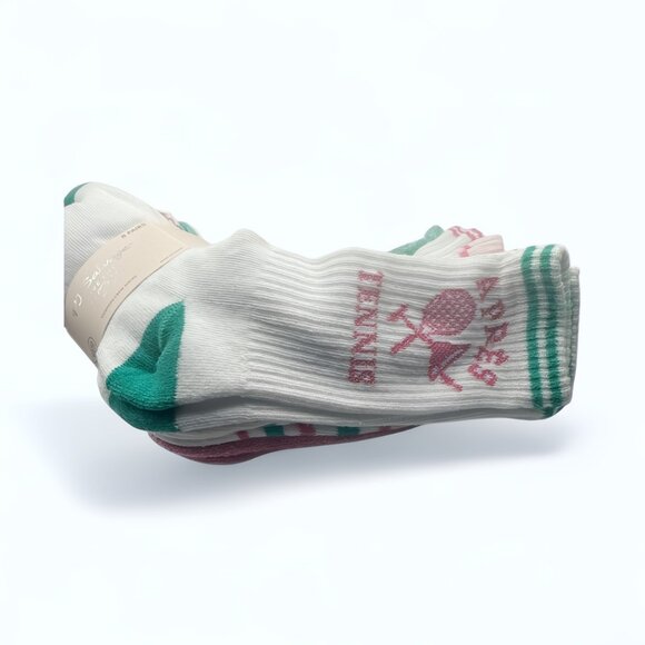 NEW P.J. Salvage - 8 Pairs, Live Life Cozy Cushion Crew Socks - Tennis - Gr/Pi - Picture 3 of 4